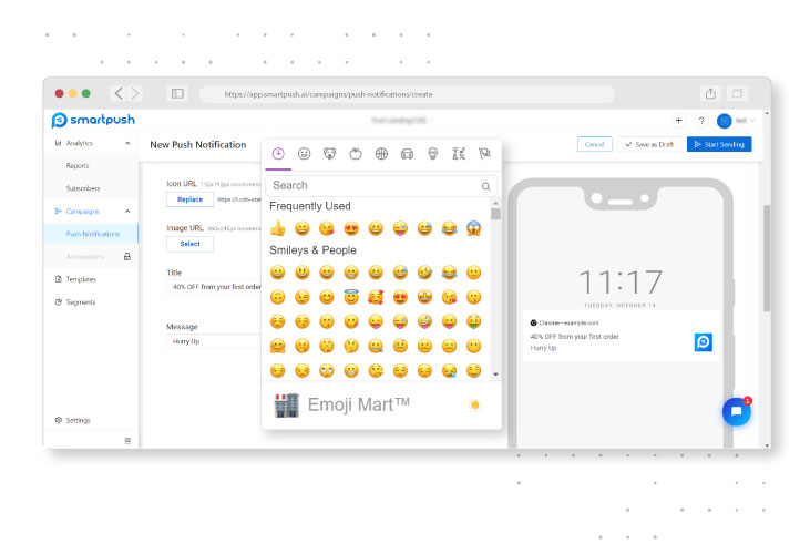 Emojis in push notifications Emojis in push notifications